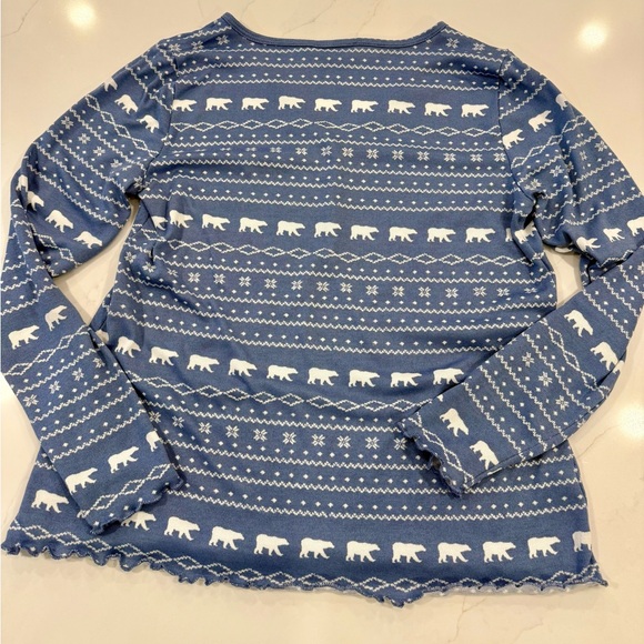 Loft Blue Polar Bear Henley Pajama set long sleeve and pants - Picture 8 of 13